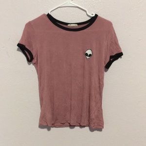 Light Pink tee shirt with alien logo